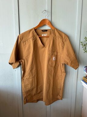 BUNDLE TWO Carhartt Men’s Rugged Fit Work Scrub Top - Brown and Blue Size Med